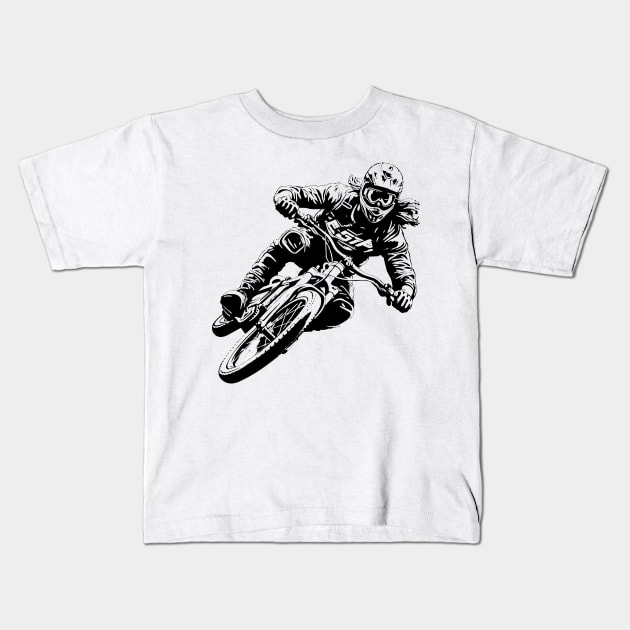 Downhill MTB Shirt | Mountain Biking Enthusiast Tee Kids T-Shirt by Indigo Lake